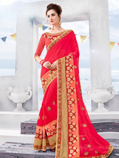 floral embroidered saree - 15833605 - Very Small Image - 1