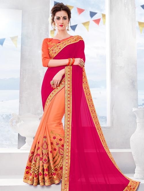 floral embroidered saree - 15833607 - Very Small Image - 1