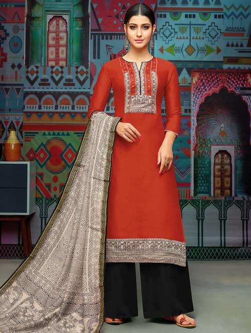 design yoke unstitched palazzo suit - 15834183 - Very Small Image - 1