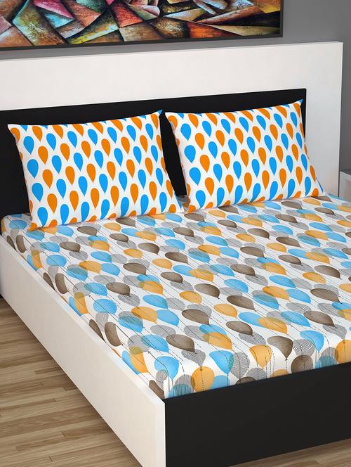 100% cotton double bedsheet with 2 pillow covers - 15834535 - Very Small Image - 1