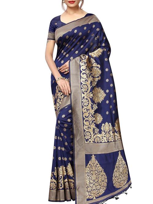 floral jacquard saree with blouse - 15834677 - Very Small Image - 1
