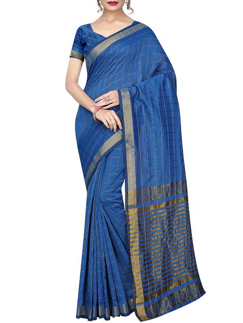 checkered maheshwari saree with blouse - 15834722 - Very Small Image - 1