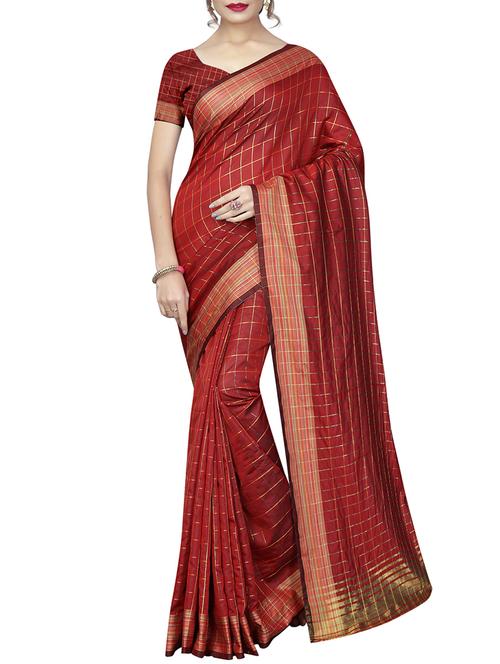 checkered maheshwari saree with blouse - 15834724 - Very Small Image - 1