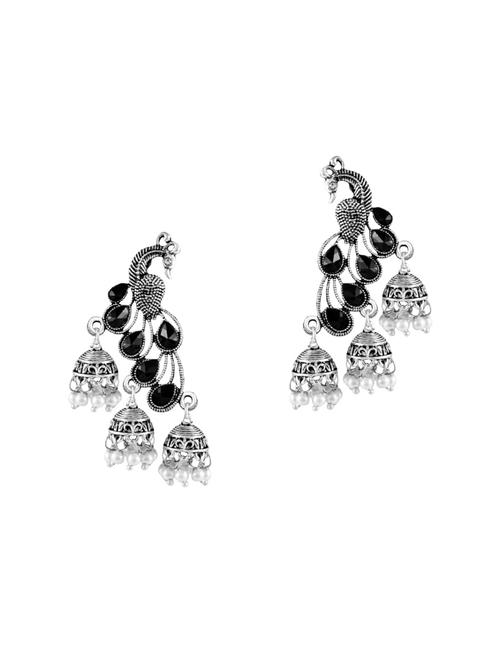 black metal jhumka earring - 15835393 - Very Small Image - 1