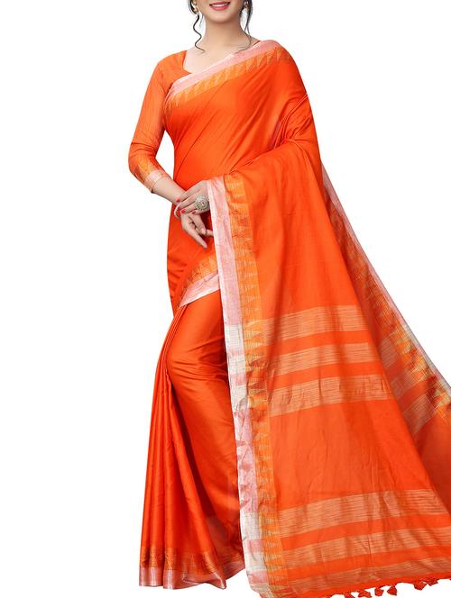 temple border woven saree with blouse - 15835504 - Very Small Image - 1