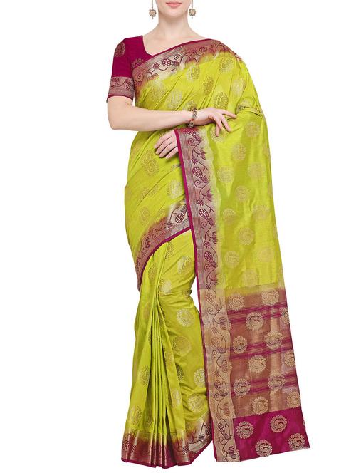 conversational zari motif kanjivaram saree with blouse - 15835850 - Very Small Image - 1