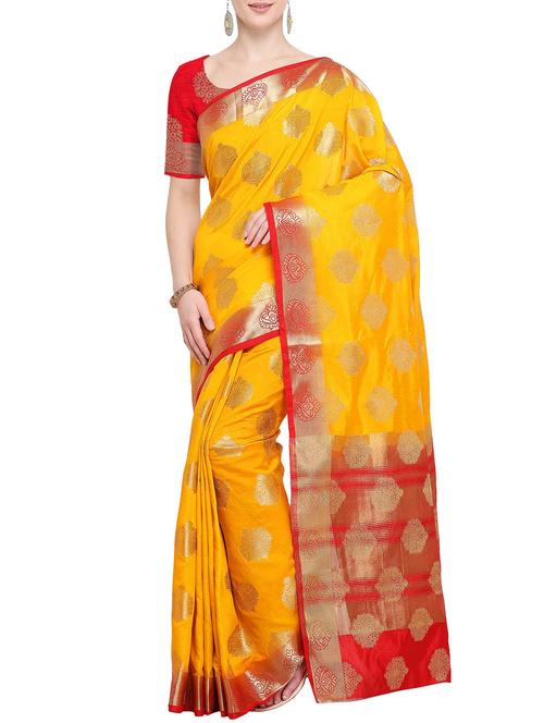 floral zari motif kanjivaram saree with blouse - 15835854 - Very Small Image - 1
