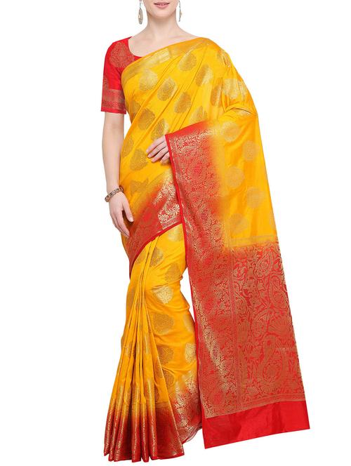 paisley zari motif kanjivaram saree with blouse - 15835857 - Very Small Image - 1