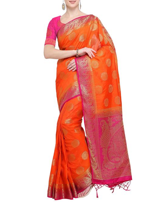 floral zari motif kanjivaram saree with blouse - 15835867 - Very Small Image - 1