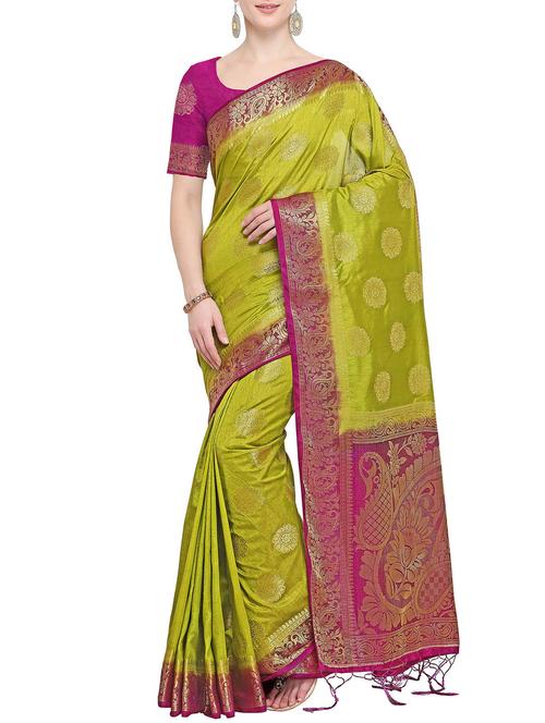 floral zari motif kanjivaram saree with blouse - 15835870 - Very Small Image - 1