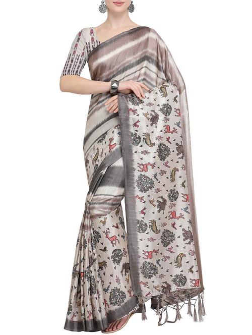 conversational printed saree with blouse - 15835874 - Very Small Image - 1