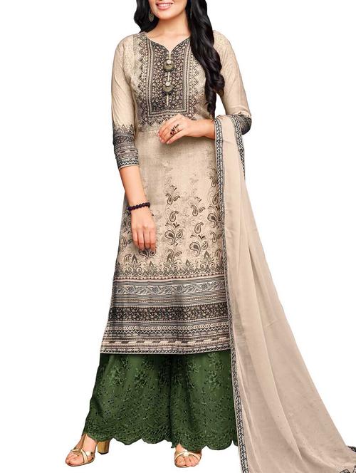 embroidered semi-stitched palazzo suit - 15835884 - Very Small Image - 1