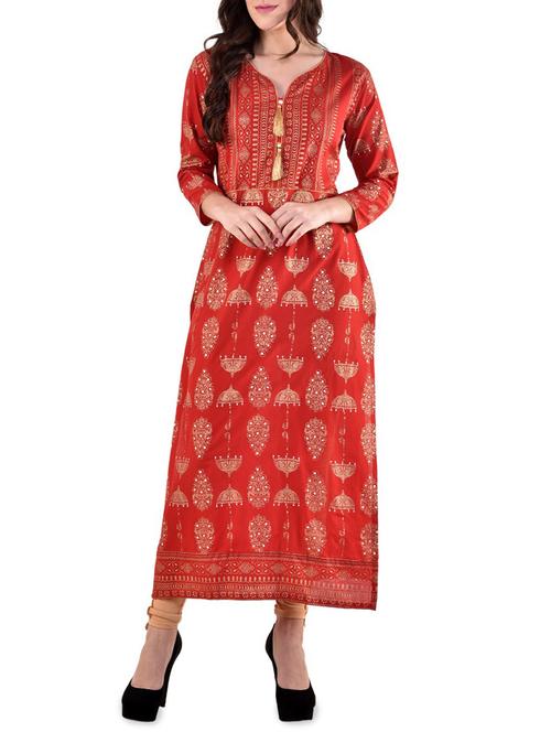 foil print straight kurta - 15836103 - Very Small Image - 1