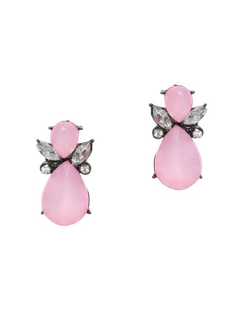 pink silver plated studs earring - 15836161 - Very Small Image - 1