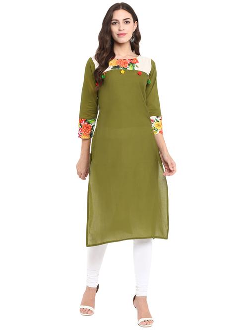 floral yoke straight kurta - 15836239 - Very Small Image - 1