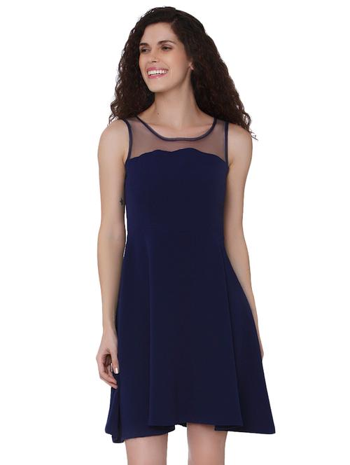 sheer panel yoke skater dress - 15836542 - Very Small Image - 1