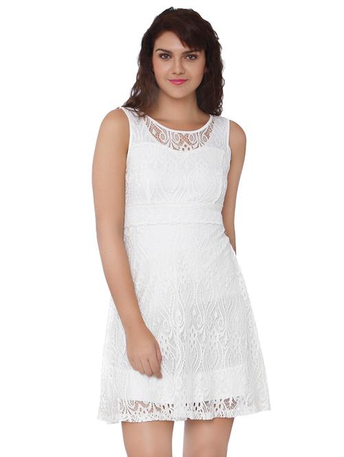 lace sleeveless flared dress - 15836548 - Very Small Image - 1