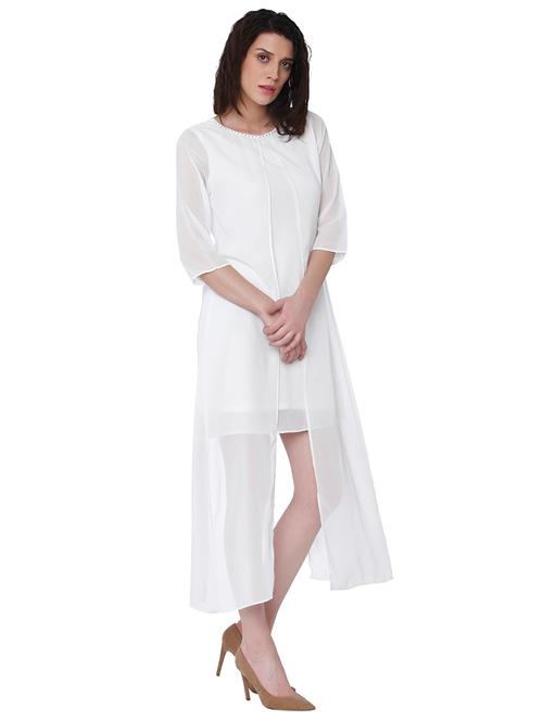sheer overlay high low dress - 15836555 - Very Small Image - 1
