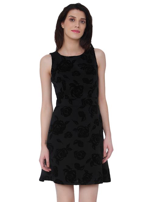 mock belted floral flared dress - 15836584 - Very Small Image - 1