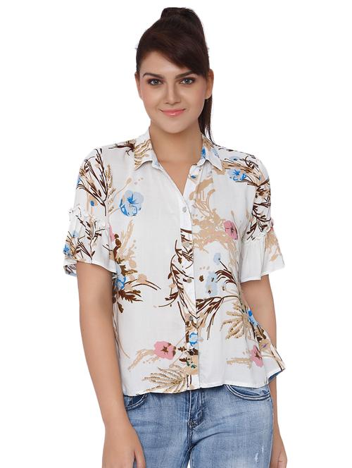 floral frilled sleeved shirt - 15836615 - Very Small Image - 1