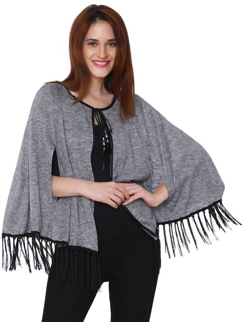 fringed lace trim poncho - 15836638 - Very Small Image - 1