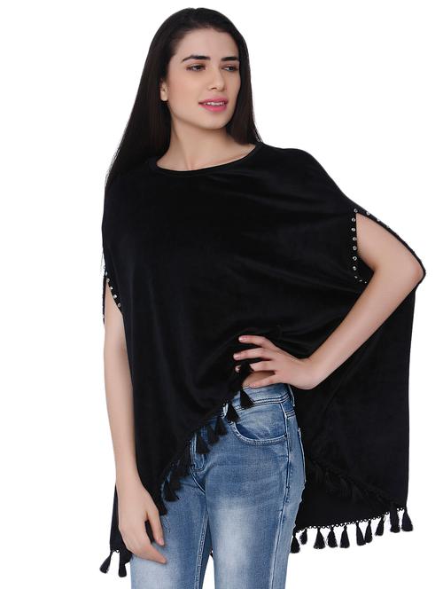 tassel detail asymmetric poncho - 15836642 - Very Small Image - 1