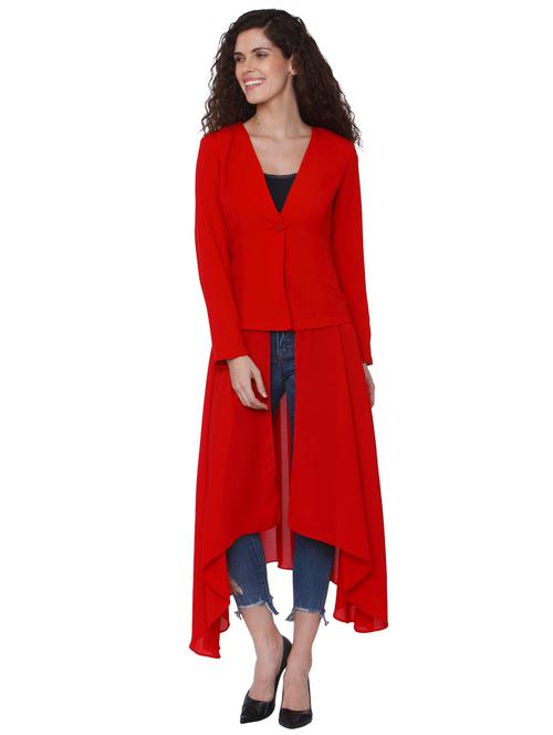 hot red solid asymmetric jacket - 15836722 - Very Small Image - 1