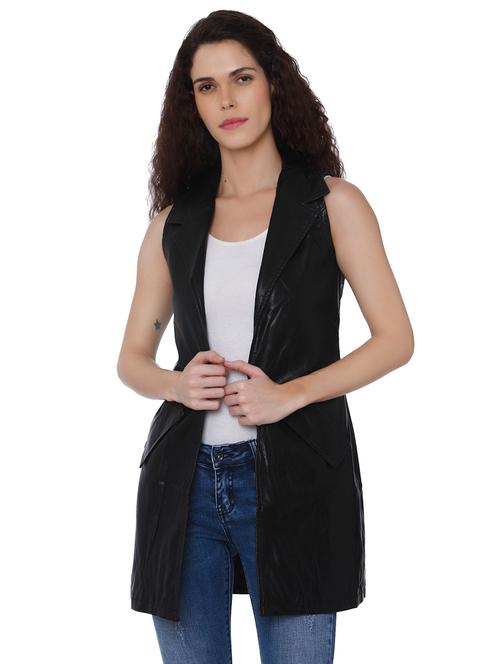 lapel neck leatherette shrug - 15836724 - Very Small Image - 1
