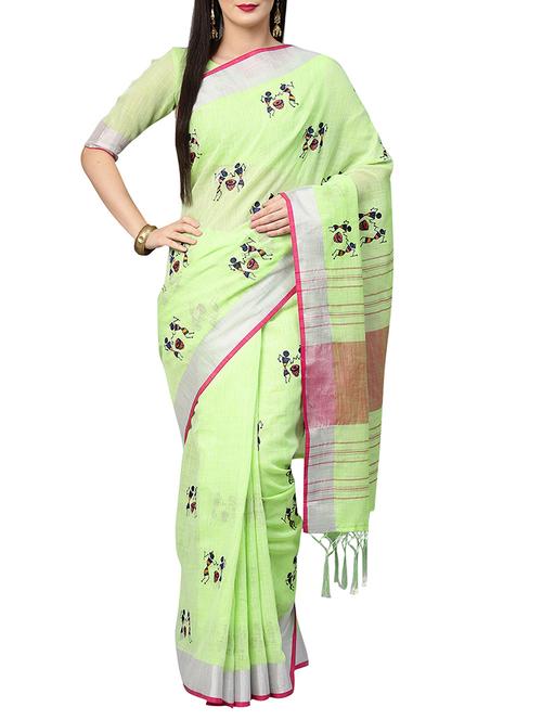 conversational printed saree with blouse - 15837092 - Very Small Image - 1