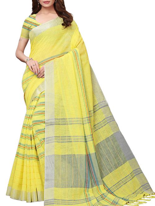 handloom striped saree with blouse - 15837106 - Very Small Image - 1
