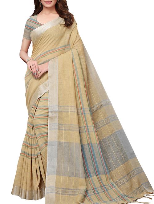 handloom striped saree with blouse - 15837108 - Very Small Image - 1