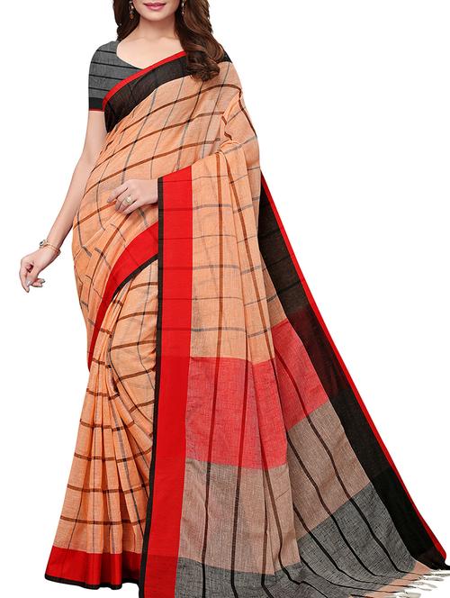 handloom striped saree with blouse - 15837126 - Very Small Image - 1