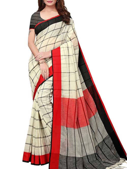 handloom striped saree with blouse - 15837129 - Very Small Image - 1