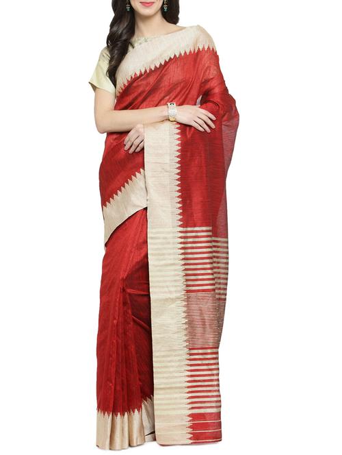 women's self design red colored saree - 15837317 - Very Small Image - 1