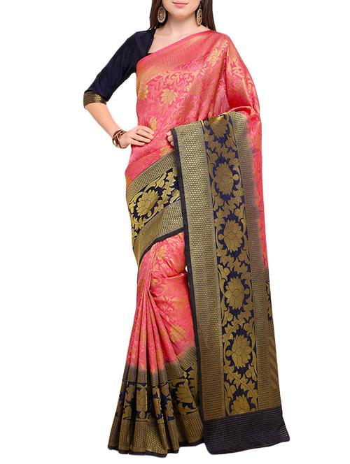 floral woven saree with blouse - 15837352 - Very Small Image - 1