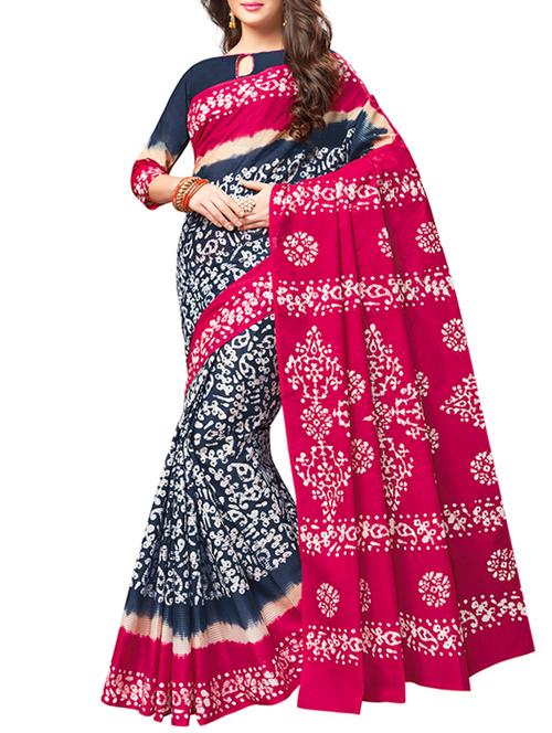 contrast border batik grey printed saree with blouse - 15838606 - Very Small Image - 1