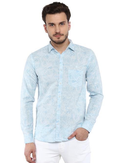 light blue printed casual shirt - 15839476 - Very Small Image - 1