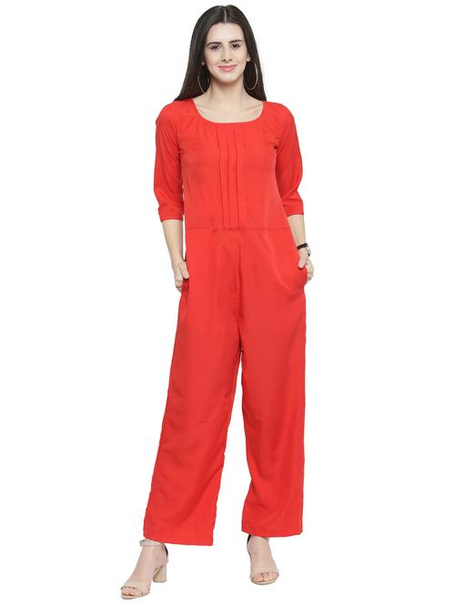 pleated front full leg jumpsuit - 15839676 - Very Small Image - 1