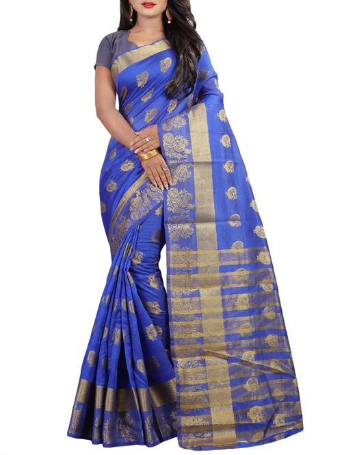 bird motif jacquard saree with blouse - 15840063 - Very Small Image - 1