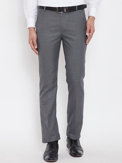 grey polyester flat front formal trouser - 15840841 - Very Small Image - 1