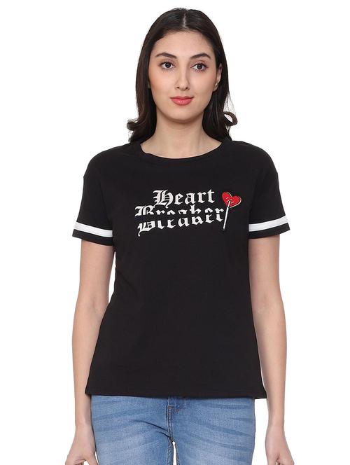 contrast binding letter print tee - 15840937 - Very Small Image - 1
