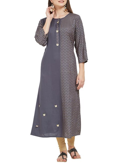 chevron a-line kurta - 15842331 - Very Small Image - 1