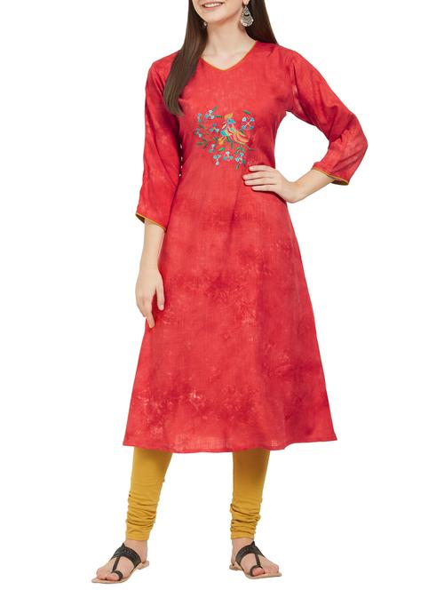 embroidered a-line kurta - 15842336 - Very Small Image - 1
