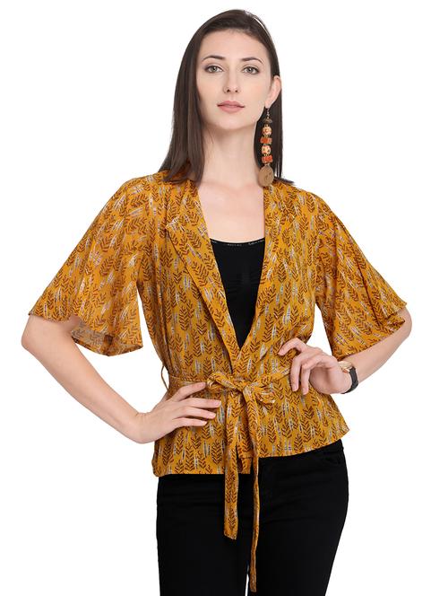 tie-front flared sleeve shrug - 15842338 - Very Small Image - 1