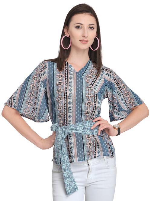 surplice neck tie-front top - 15842341 - Very Small Image - 1