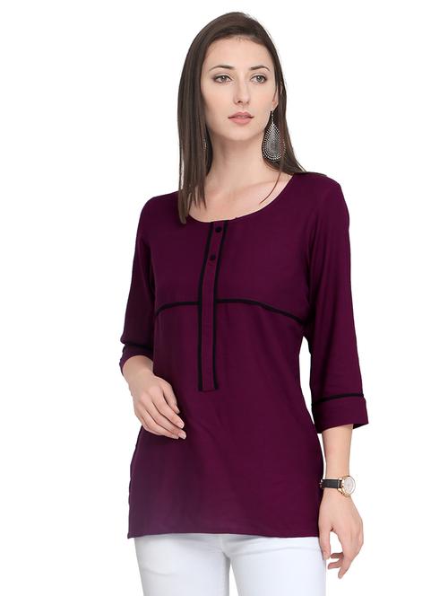 contrast piping high-low tunic - 15842342 - Very Small Image - 1