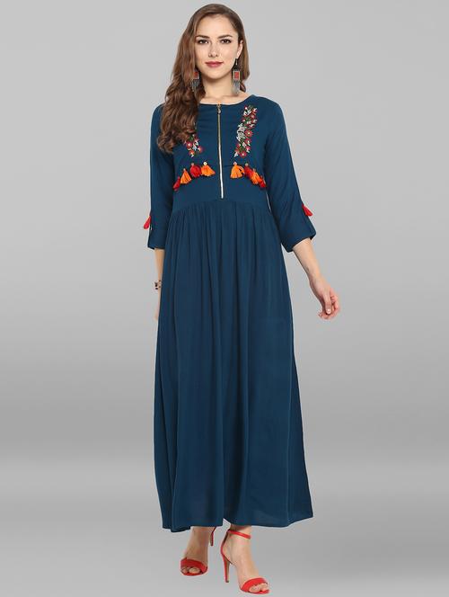 floral embroidered a-line gown - 15842376 - Very Small Image - 1