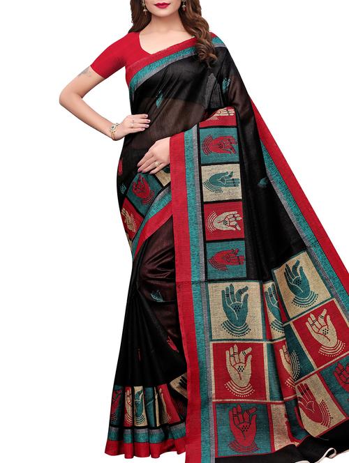 kathak motif printed bhagalpuri saree with blouse - 15842665 - Very Small Image - 1