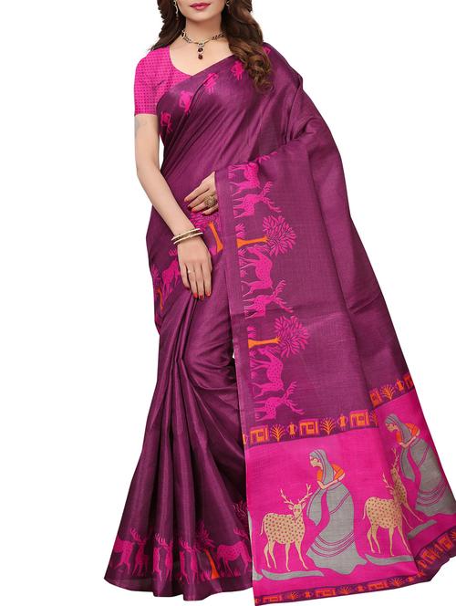 conversational printed saree with blouse - 15842688 - Very Small Image - 1