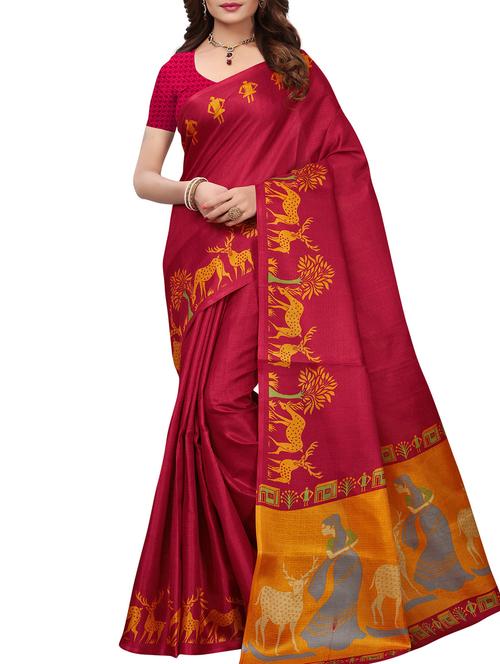 conversational printed saree with blouse - 15842689 - Very Small Image - 1